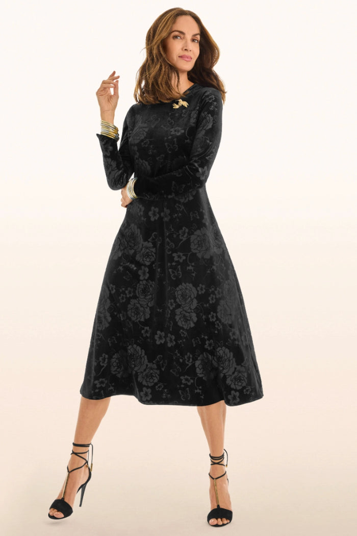 Johnny Was Embossed Stretch Velvet Dress J30525-O - Pre-Order December Delivery