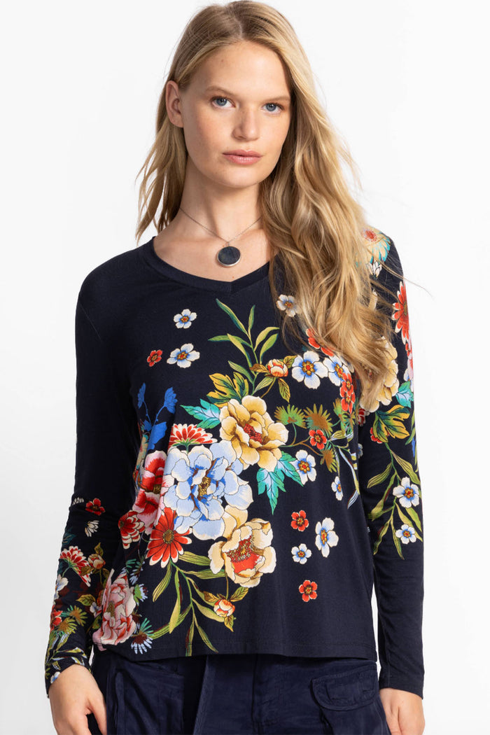 Johnny Was The Janie Favorite Long Sleeve V-Neck Tee - Advestia T16325-7 - Pre-Order September Delivery