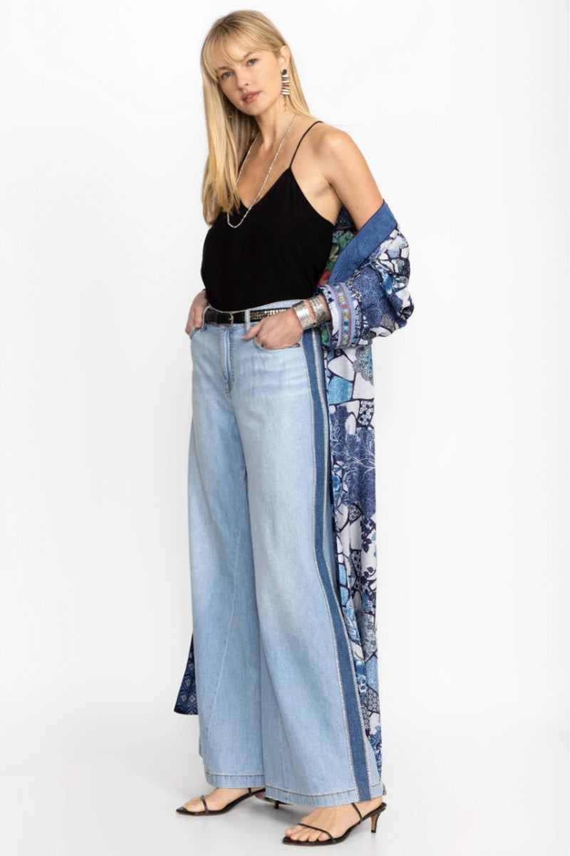 Johnny Wash Melanie Blanket Stitch Wide Leg Jean JWD1117 - Pre-Order January Delivery