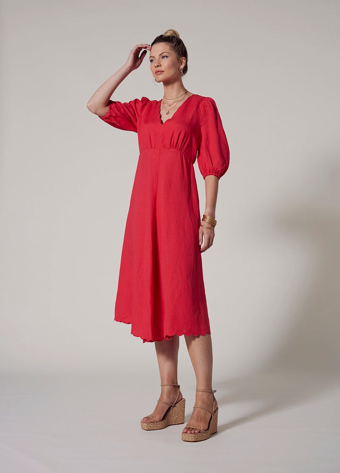 Loobie's Story Clio Scalloped Dress in Watermelon LS2755PL