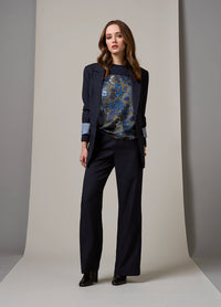Loobies Story Greenwich Tee in Indigo Multi LS2914