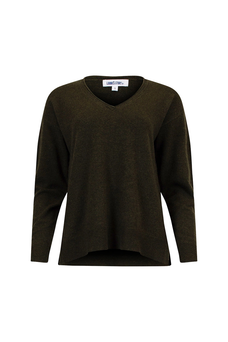 Loobies Story Spencer Sweater in Olive LSK2530 - Pre-Order March/April Delivery