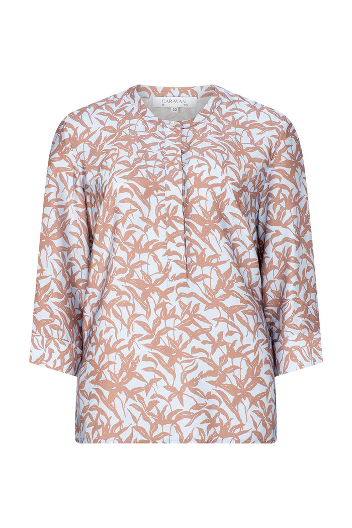 Caravan & Co Mirabella Print Silk Collar Shirt CT182p