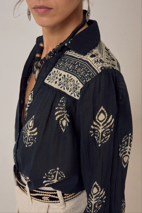 Maison Hotel Rani Shirt Black Henna - Pre-Order July Delivery