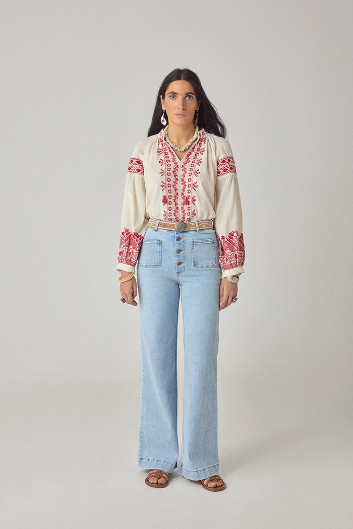 Maison Hotel Charlie Pant Bleach Blue - Pre-Order July Delivery