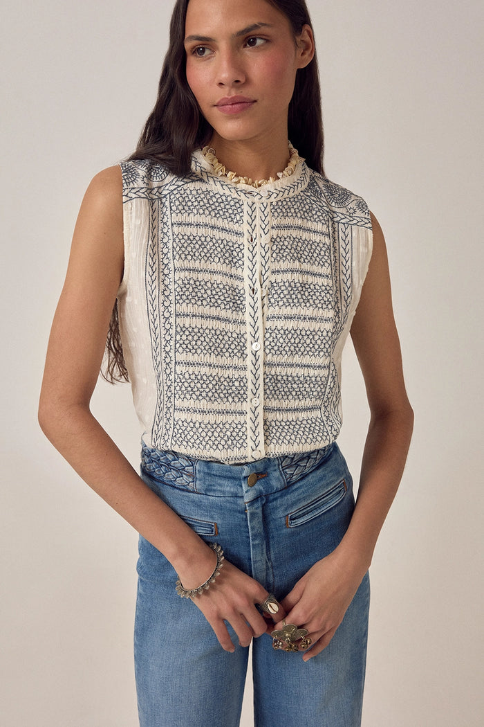 Maison Hotel Irina Sleeveless Blouse Lapislazuli