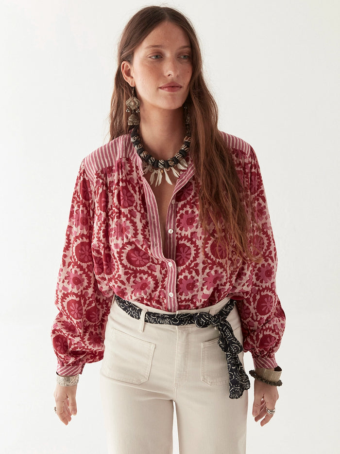 Maison Hotel Leandra Blouse in Hot Pink