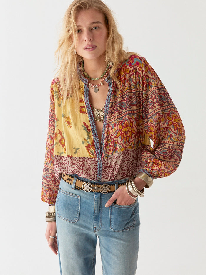 Maison Hotel Leandra Blouse in Patch Work