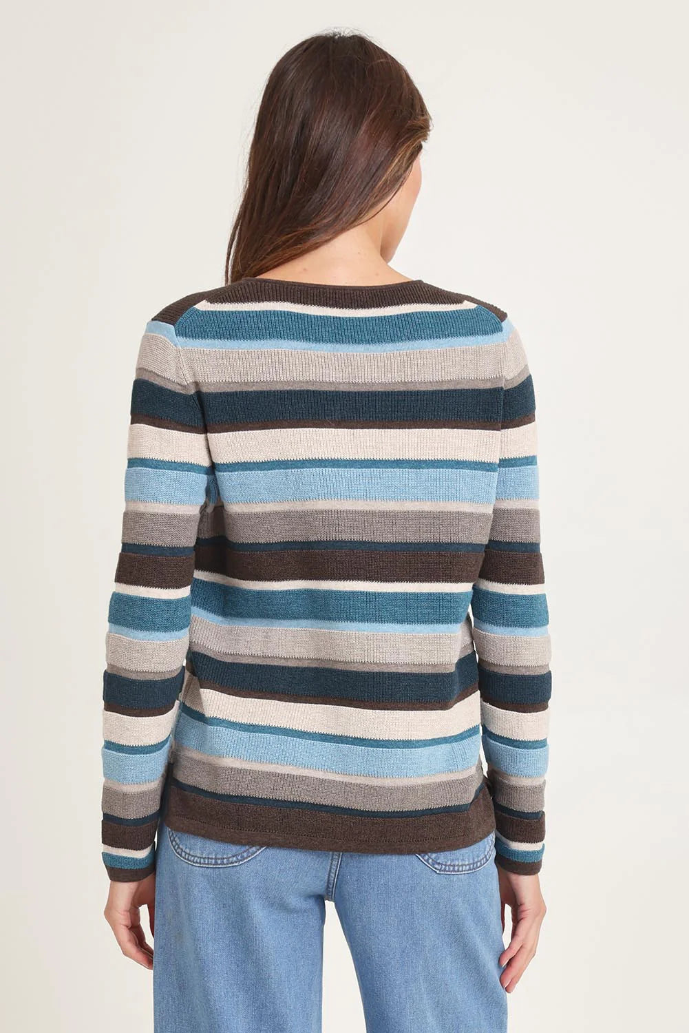 Mansted Mathilde Eco Stripe Crew in Dark Brown