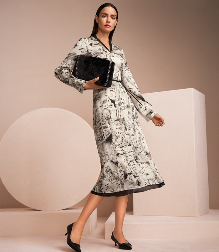 Marc Cain Printed dress in viscose in Smoke ZC 21.27 W75