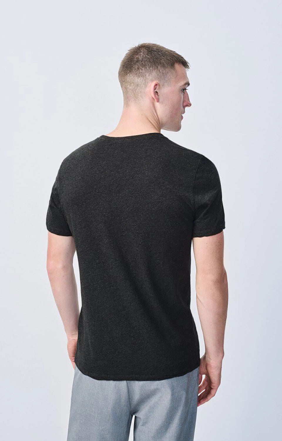American Vintage Men's T-Shirt Mc Col Rond in Charcoal Melange MDEC1CH25
