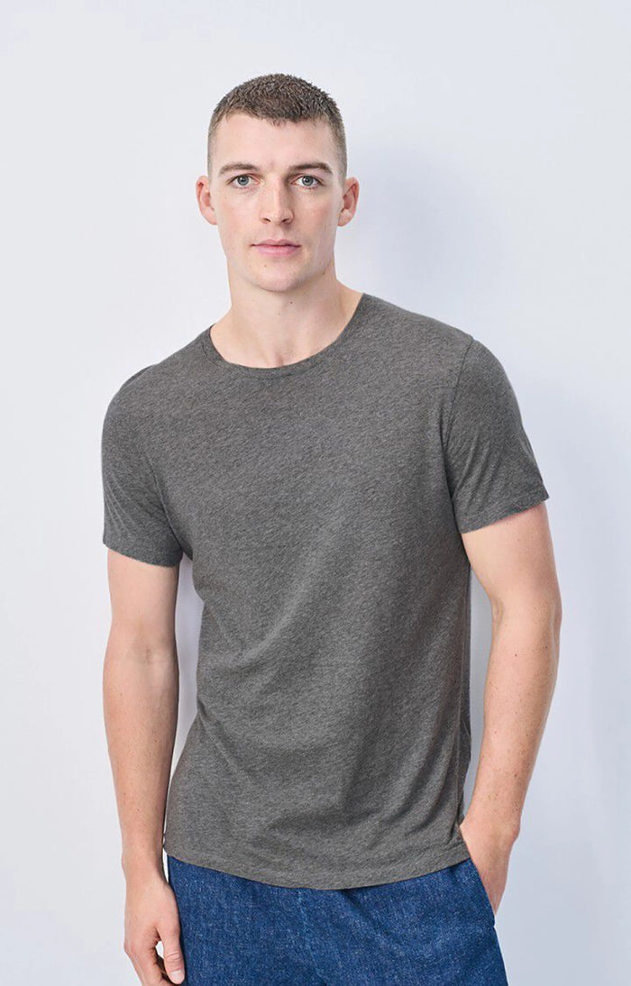 American Vintage Men's T-Shirt Mc Col Rond in Heather Grey MDEC1CH25