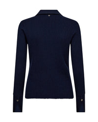 Mos Mosh Relena Rib Polo Knit in Maritime Blue 173080
