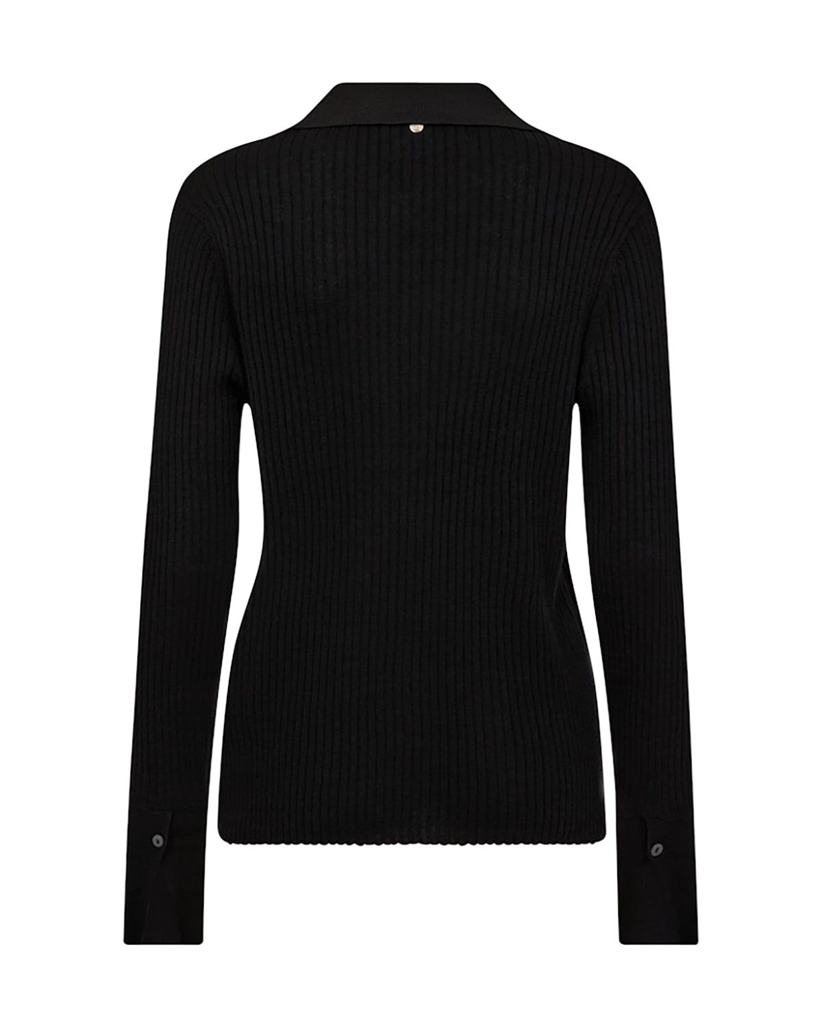 Mos Mosh Relena Rib Polo Knit in Black 173080