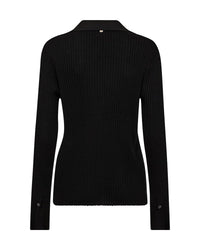 Mos Mosh Relena Rib Polo Knit in Black 173080