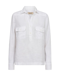 Mos Mosh Enna Linen Pocket Blouse in White 168430 - Pre-Order July Delivery