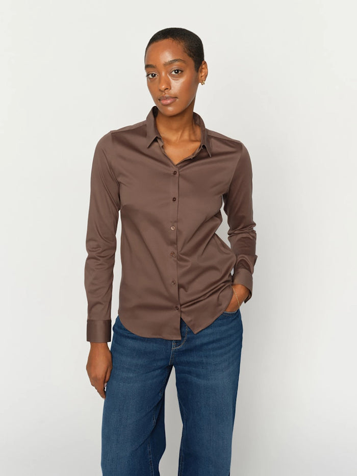 Mos Mosh Tina Jersey Shirt in Cof Quartz 131660