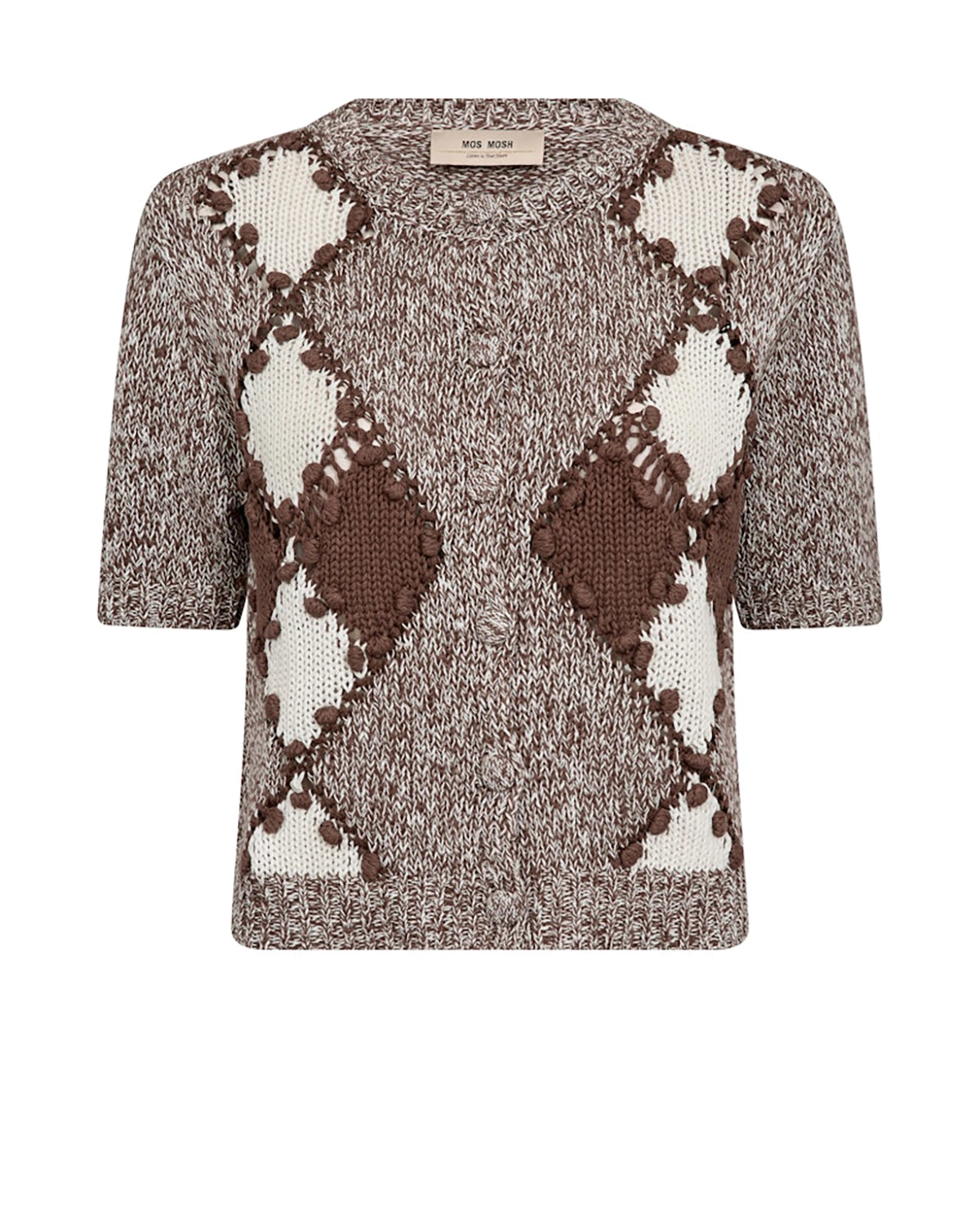 Mos Mosh Elio SS Knit Cardigan in Cof Quartz 177700 - Pre-Order July Delivery