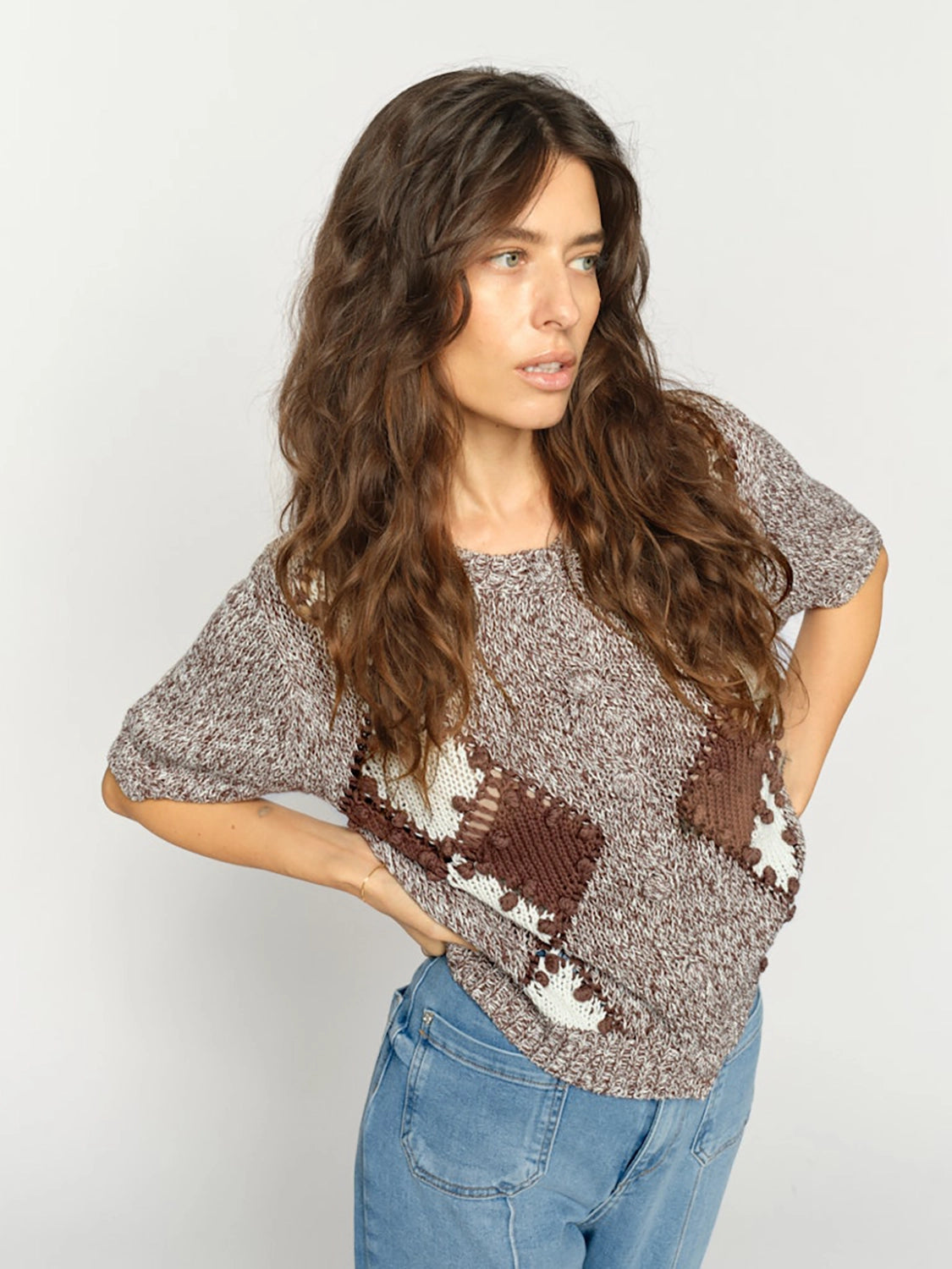 Mos Mosh Elio SS Knit Cardigan in Cof Quartz 177700 - Pre-Order July Delivery