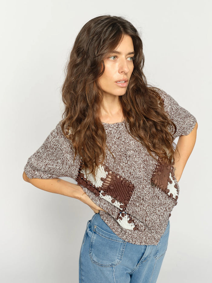 Mos Mosh Elio SS Knit Cardigan in Cof Quartz 177700 - Pre-Order August Delivery