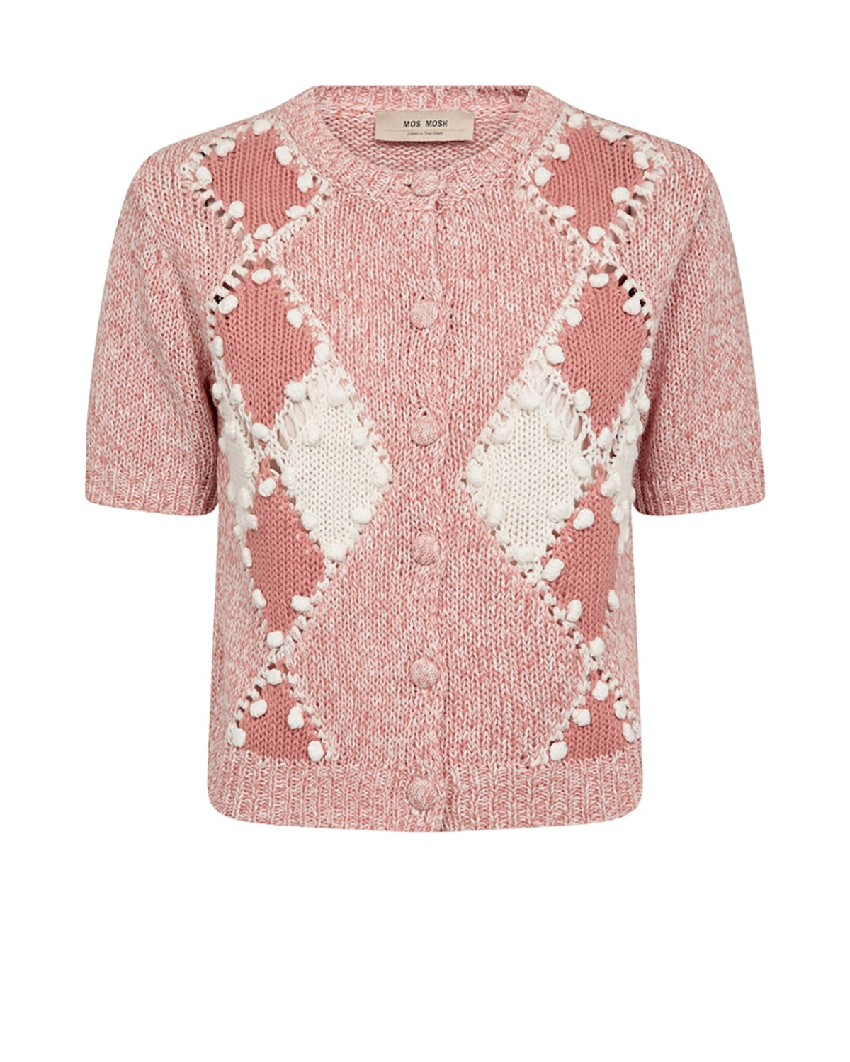 Mos Mosh Elio SS Knit Cardigan in Peachy 177700 - Pre-Order July Delivery