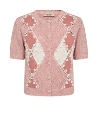 Mos Mosh Elio SS Knit Cardigan in Peachy 177700 - Pre-Order July Delivery