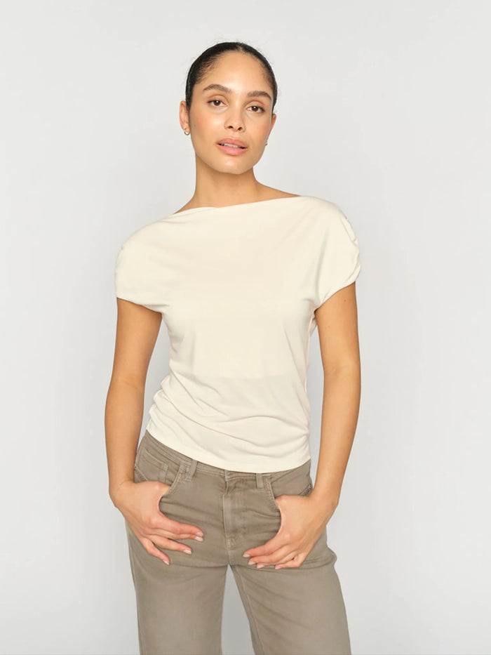 Mos Mosh Shima Solid Sleeveless Tee in Ecru 177470