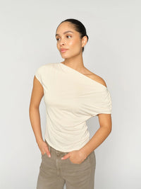 Mos Mosh Shima Solid Sleeveless Tee in Ecru 177470 - Pre-Order July Delivery