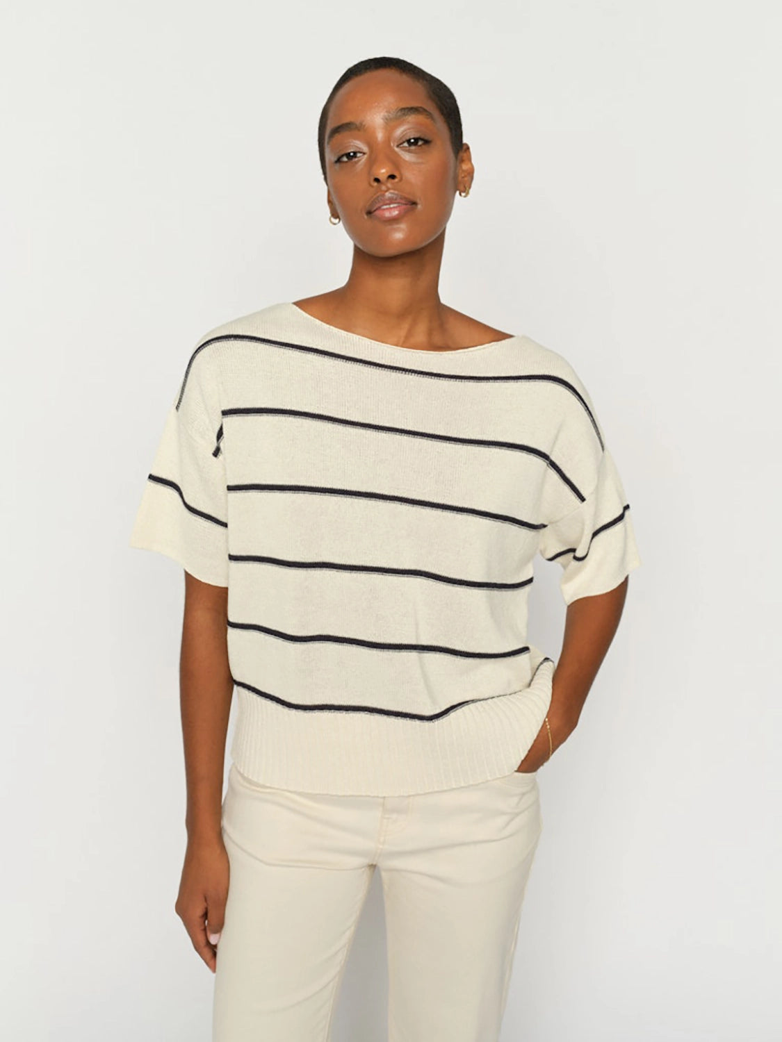Mos Mosh Arlen Paper SS Knit in Ecru 177760 - Pre-Order July Delivery