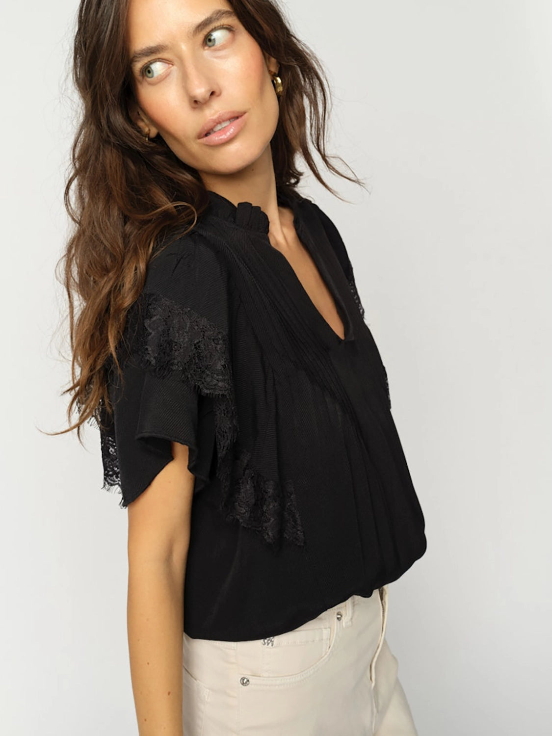 Mos Mosh Wea Flowish Blouse in Black 177350 - Pre-Order July Delivery