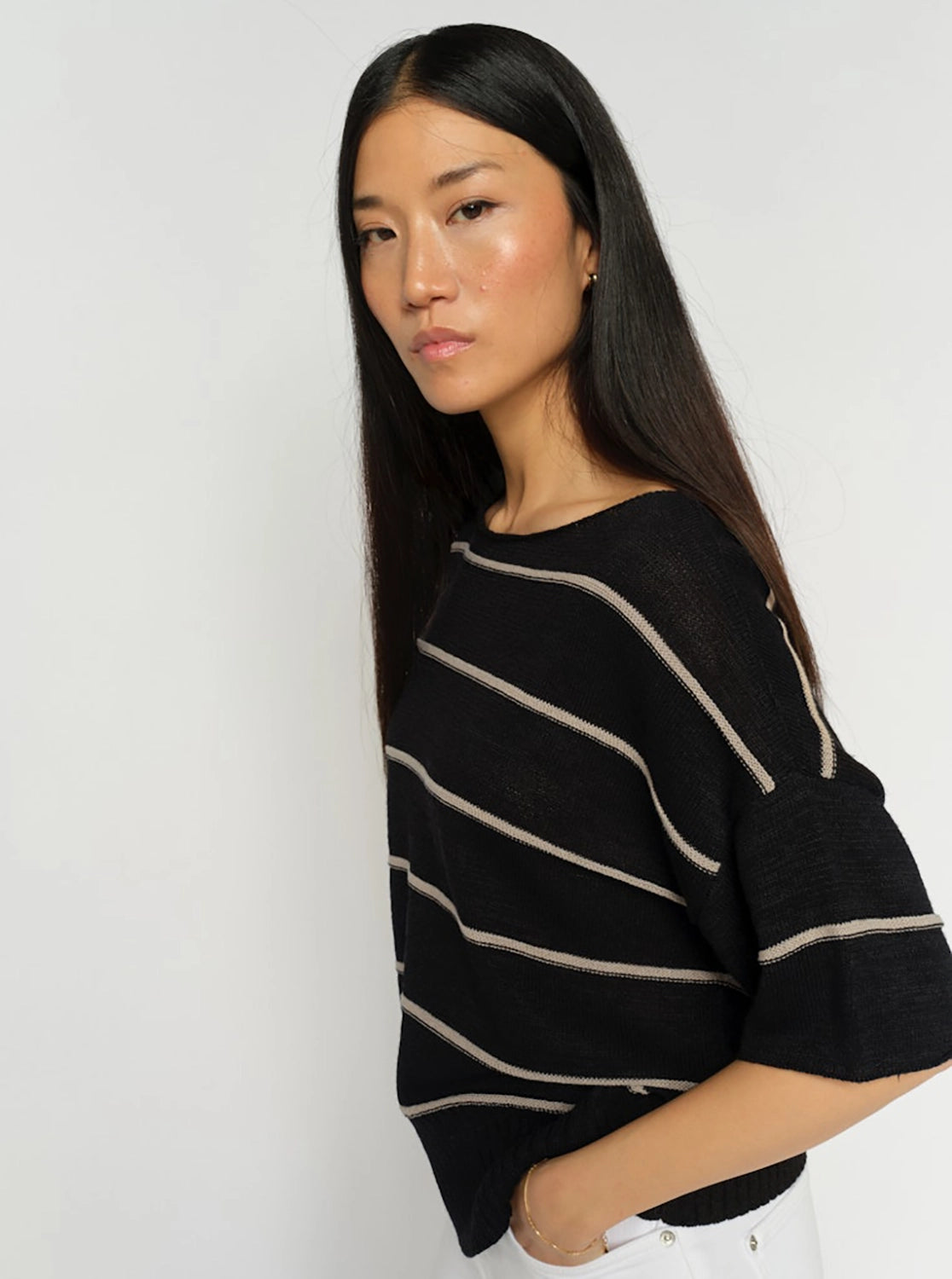 Mos Mosh Arlen Paper SS Knit in Black 177760 - Pre-Order July Delivery