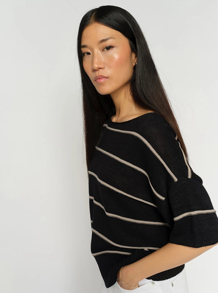 Mos Mosh Arlen Paper SS Knit in Black 177760 - Pre-Order August Delivery