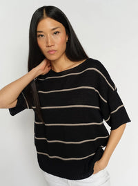 Mos Mosh Arlen Paper SS Knit in Black 177760 - Pre-Order July Delivery