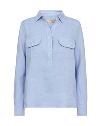 Mos Mosh Enna Linen Pocket Blouse in Brnr Blue 168430 - Pre-Order July Delivery