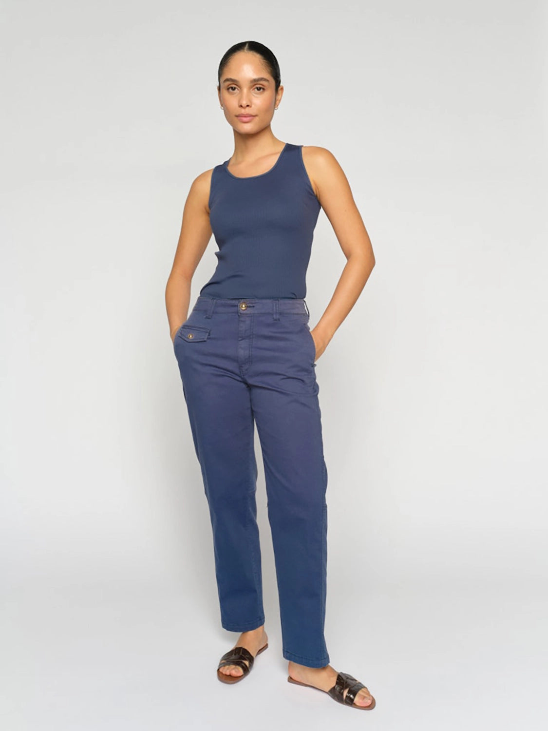 Mos Mosh Aymen Len Pant in Crown Blue 176540 - Pre-Order July Delivery