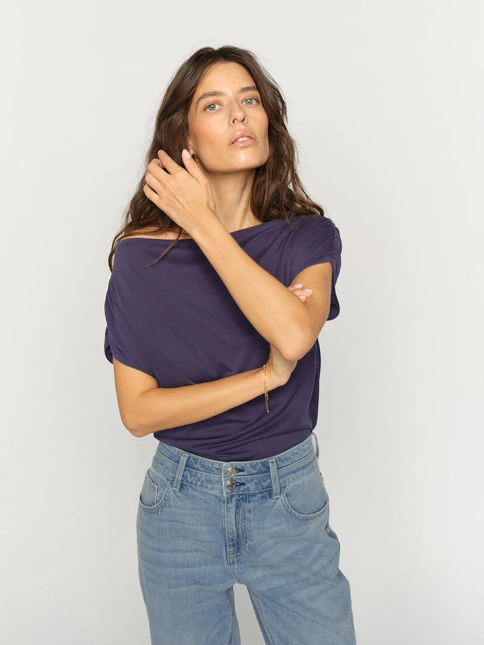 Mos Mosh Shima Solid Sleeveless Tee in Crown Blue 177470