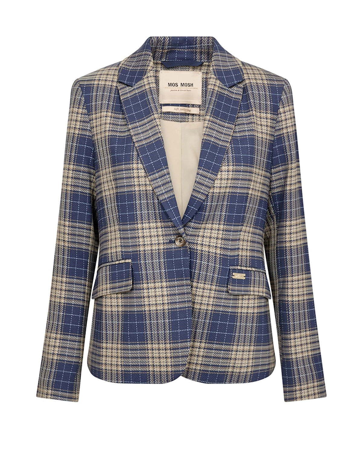 Mos Mosh Blake Chec Blazer in Crown Blue 178290 - Pre-Order July Delivery