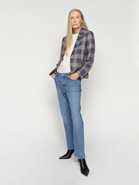 Mos Mosh Blake Chec Blazer in Crown Blue 178290 - Pre-Order July Delivery
