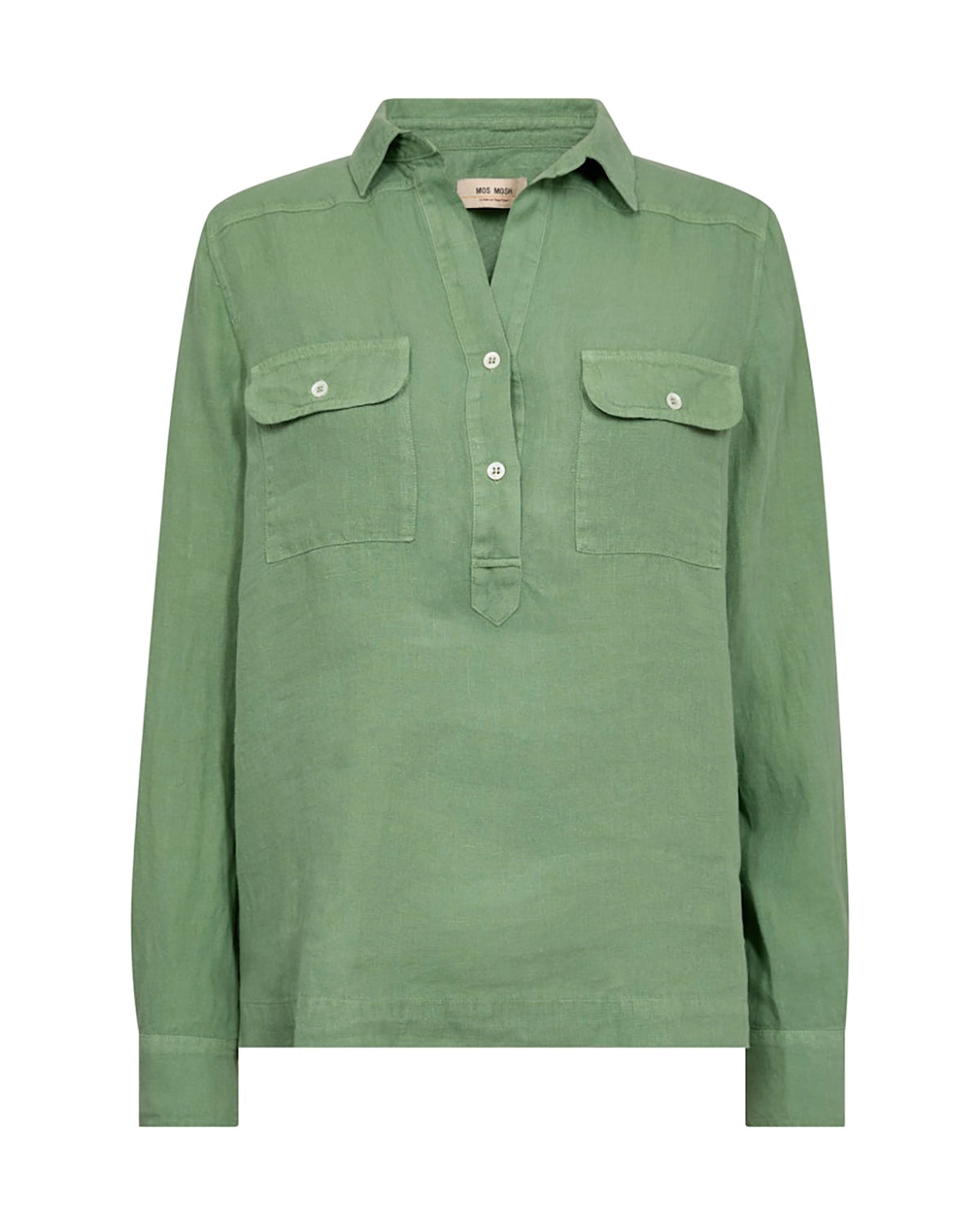 Mos Mosh Enna Linen Pocket Blouse in Turf Green 168430 - Pre-Order July Delivery