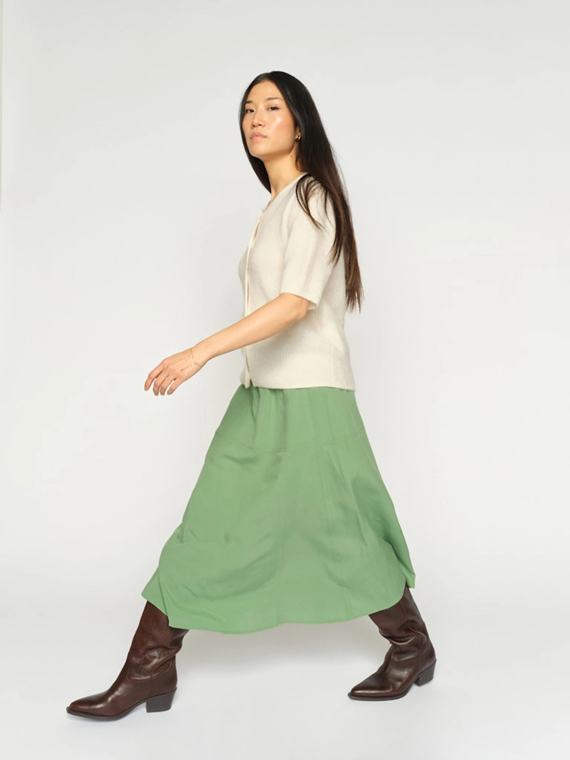 Mos Mosh Ellaja Alexis Skirt in Turf Green 176920 - Pre-Order July Delivery