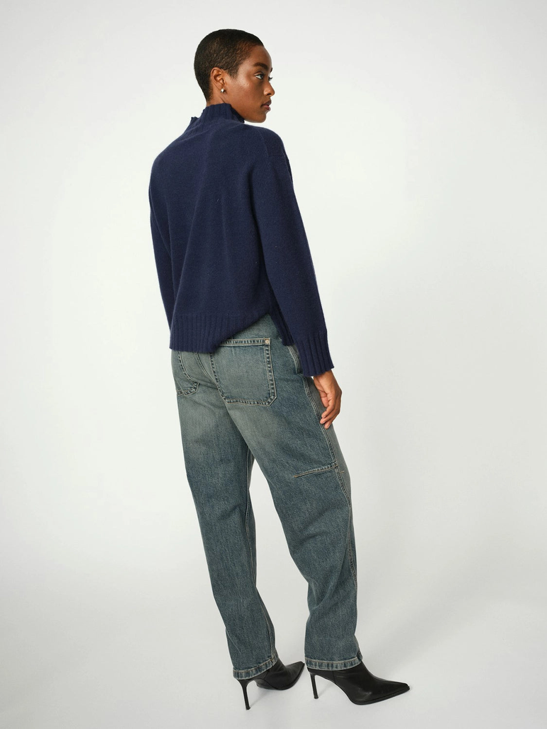 Mos Mosh Aima Cashmere Highneck Knit in Maritime Blue 165720