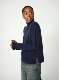 Mos Mosh Aima Cashmere Highneck Knit in Maritime Blue 165720