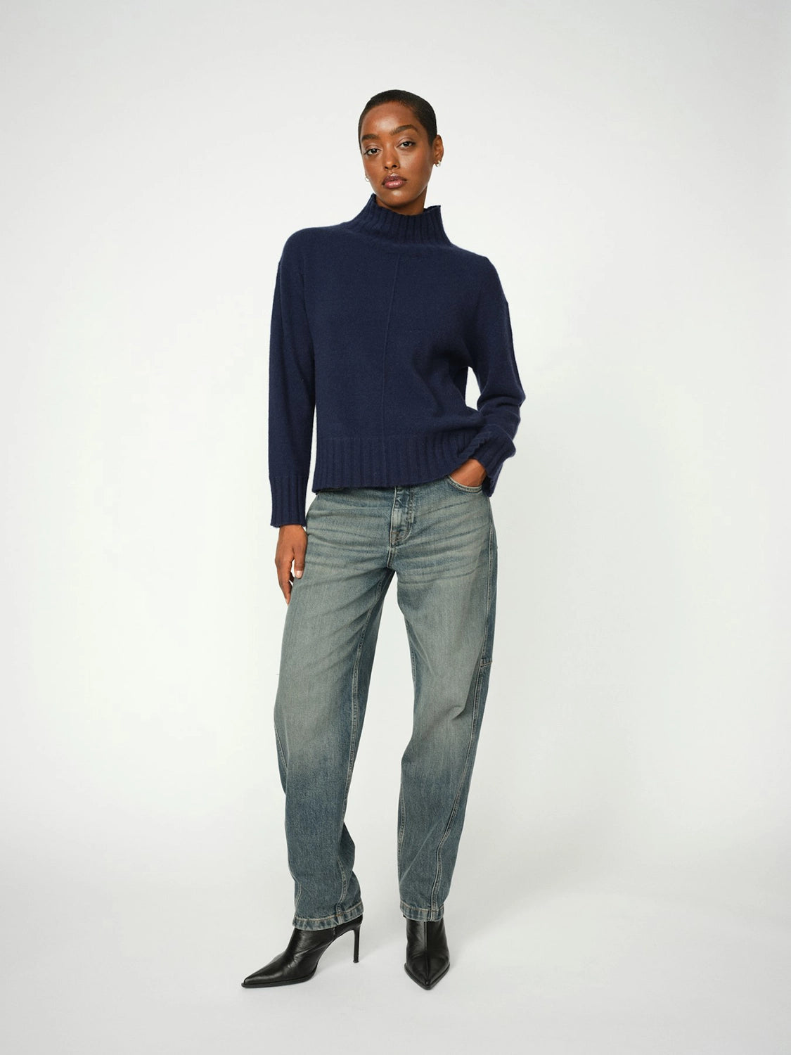 Mos Mosh Aima Cashmere Highneck Knit in Maritime Blue 165720