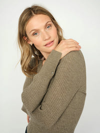 Mos Mosh Relena Rib Polo Knit in Falcon 173080