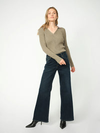 Mos Mosh Relena Rib Polo Knit in Falcon 173080