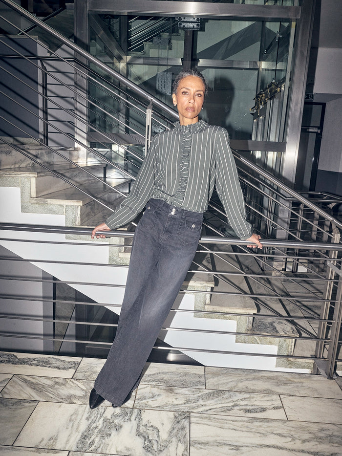 Mos Mosh Billy Stripe Shirt in  Phantom 174350