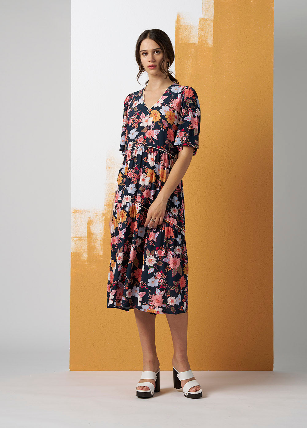 Madly Sweetly Spring has Sprung Dress Navy Multi MS1333