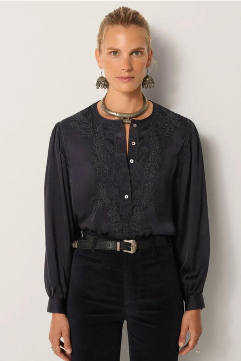 Maison Hotel Clotilde Blouse in Azure - Pre-Order January Delivery