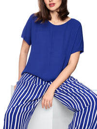 Marc Cain Loose-fitting flowing material blouse in Iolite AA 51.02 W90
