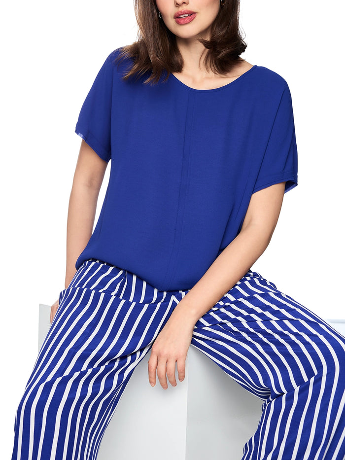 Marc Cain Loose-fitting flowing material blouse in Iolite AA 51.02 W90